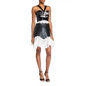 $11,400 NWT Alexander McQueen Sculptural Leather & Lace Strapped Runway Dress